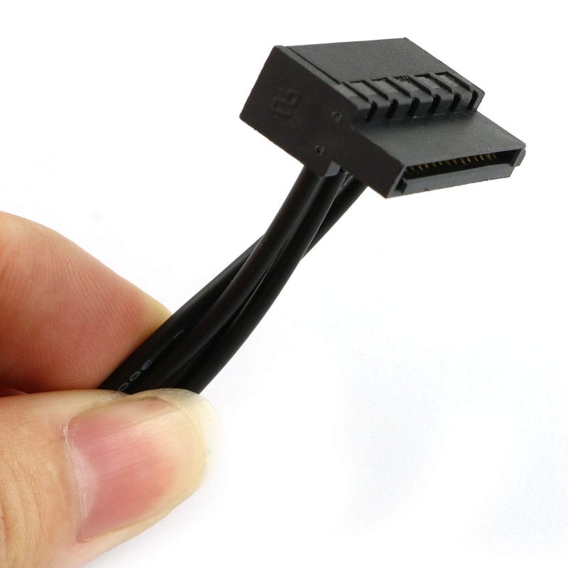 RuiLing 2pcs Black Motherboard ATX Mini 4 Pin to 2X Right-Angle 15 Pin SATA Hard Drive HDD Power Supply Adapter Cable 18AWG 19.7 Inch - Image 5